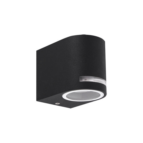 CGC OAX Black Curved GU10 Single Down Outdoor Wall Light with Halo Front Illumination IP54 240V