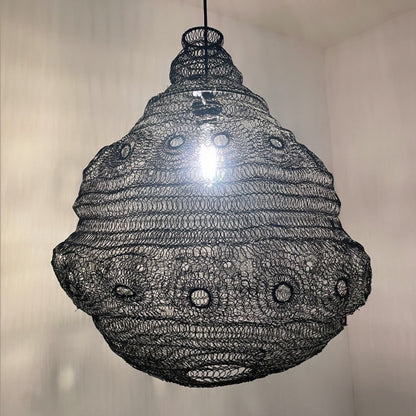 CGC CASABLANCA Large Black Mesh Moroccan Metal Ceiling Pendant Light and Lamp Shade