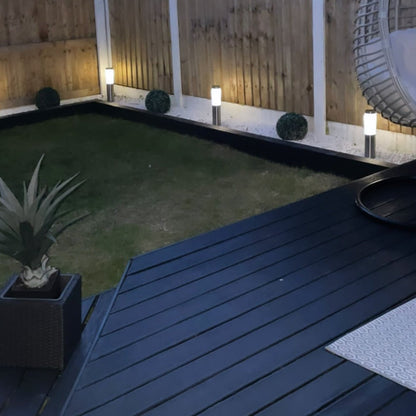 Our Aster 45 cm post light looks great in modern settings. The Aster post light has a simple round design and its stainless steel is complemented by an opal polycarbonate diffuser. This post light is perfect for any outdoor space wanting light and security such as gardens, driveways, workspaces, pubs and hotels.