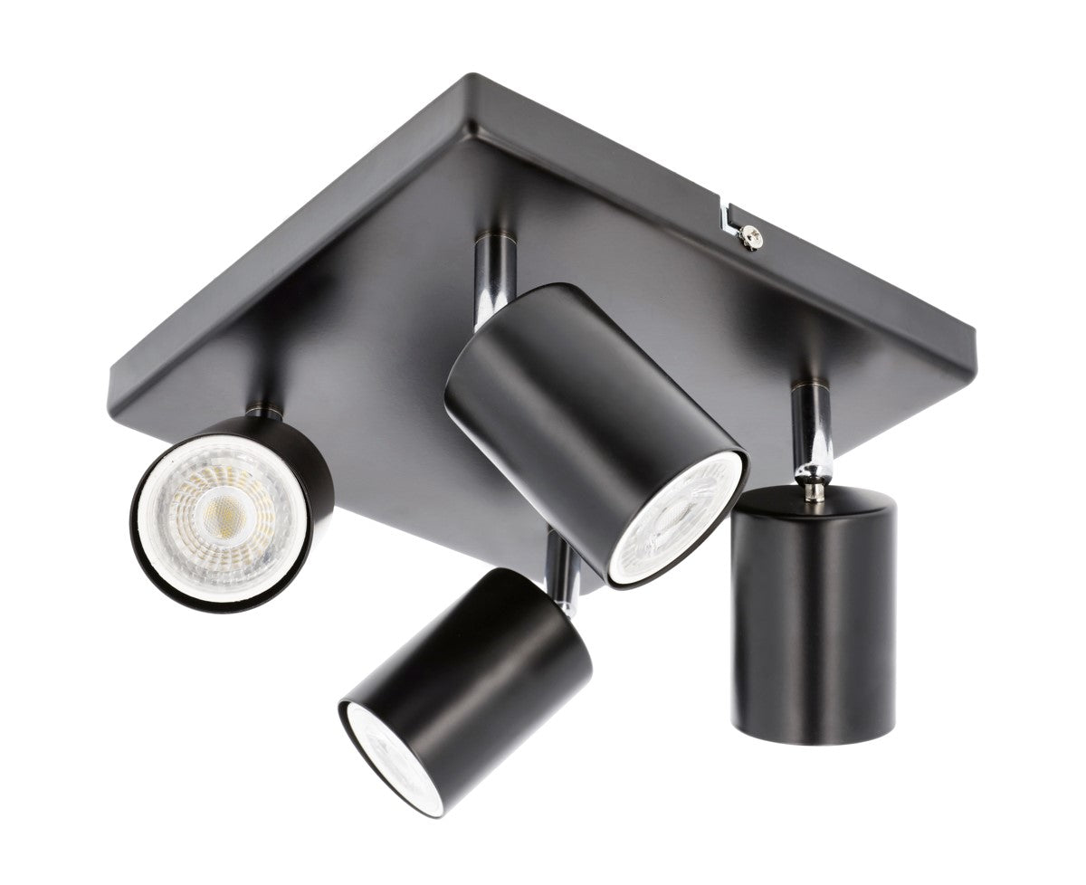 CGC JACK Square Black Four Head GU10 Ceiling Spot Light