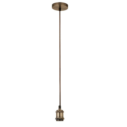 Finding a pendant light that matches your individual style and taste can be difficult. Thanks to our CGC Cassie a 1.5m adjustable E27 ceiling pendant and matching ceiling rose in antique brass, you can customize a light fixture to perfectly match your decor. Beautifully etched detailing sets this ceiling pendant above the rest  it also comes come with the matching ceiling and braided fabric brown cord.