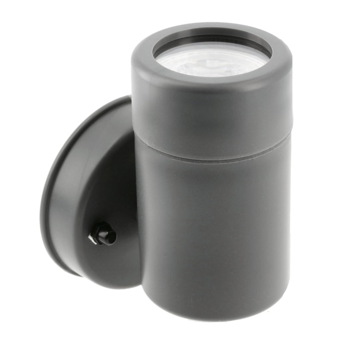 Our Valentine dark grey outdoor single spot cylinder wall light would look perfect in a modern or more traditional home design. Outside wall lights can provide atmospheric light in your garden, at the front door or on the terrace as well as a great security solution. It is designed for durability and longevity with its robust material producing a fully weatherproof and water resistant light fitting.  Use LED bulbs to make this light energy efficient and low cost to run.