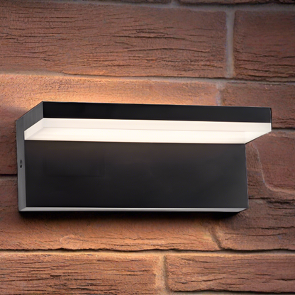 CGC DALLAS Black Rectangular Outdoor Wall Light LED Opal Diffuser 3000k Warm White IP65