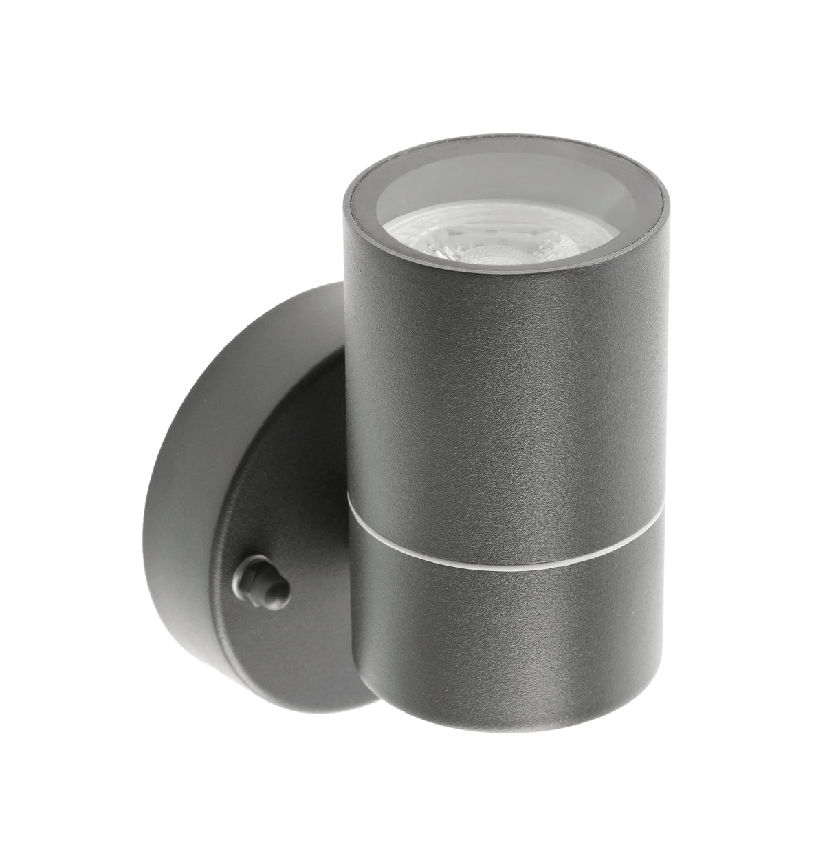 Our Mia outdoor single down light is modern and stylish in its appearance.  It comes in a cylinder design mounted on a circular back plate. It is designed for durability and longevity with its robust material producing a fully weatherproof and water resistant light fitting