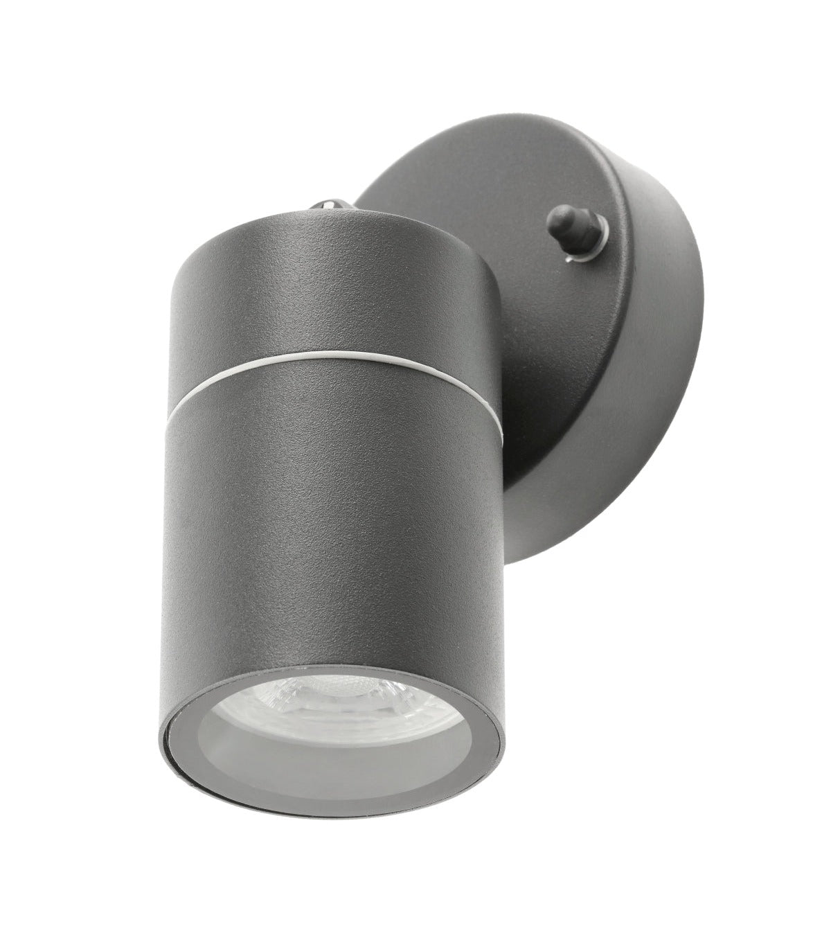 Our Mia outdoor single down light is modern and stylish in its appearance.  It comes in a adjustable cylinder design mounted on a circular back plate and clear glass diffuser. It is designed for durability and longevity with its robust material producing a fully weatherproof and water resistant light fitting