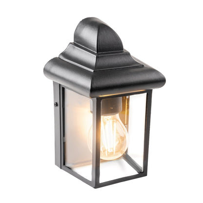 CGC CAMILA Black Outdoor Wall Lantern Clear Diffuser