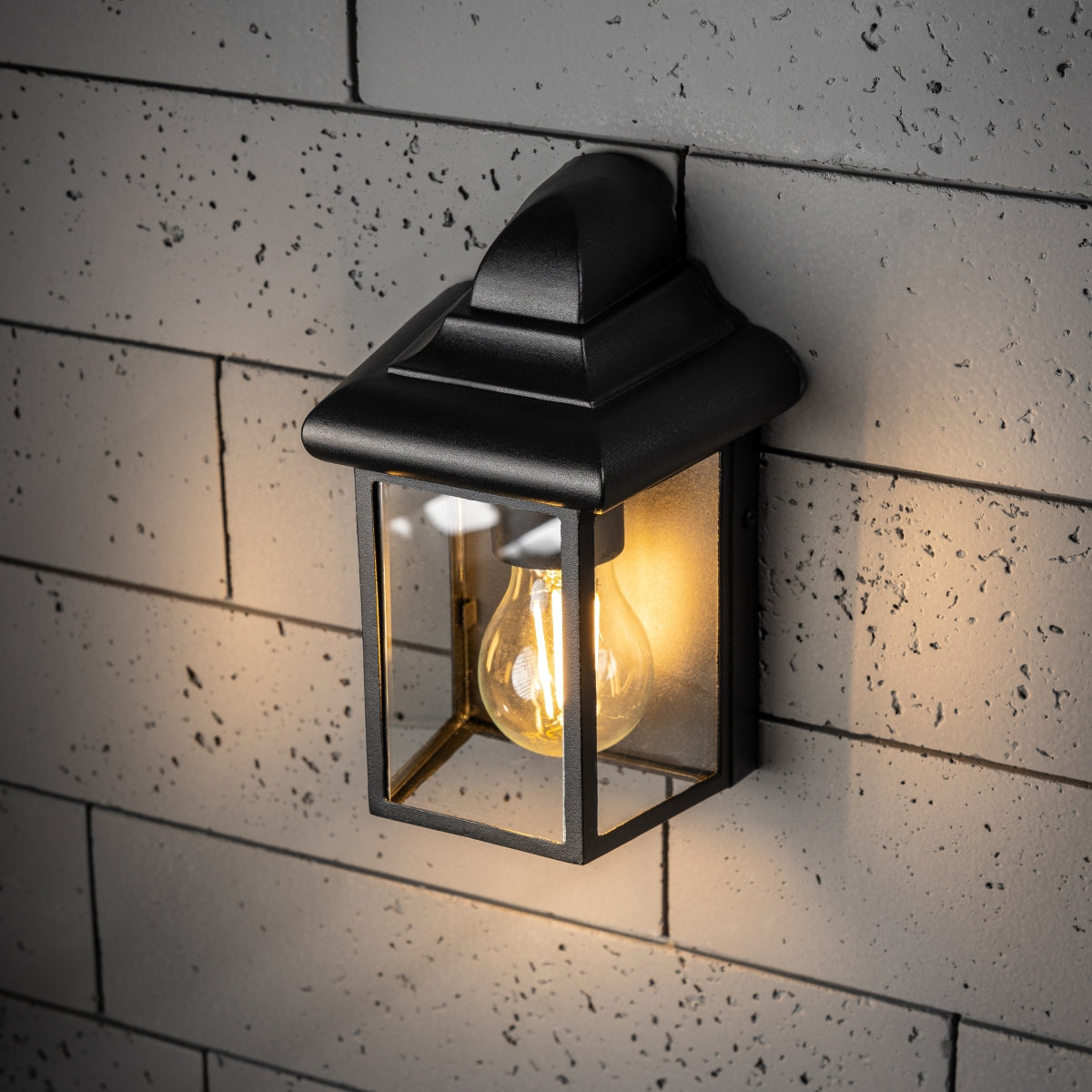 CGC CAMILA Black Outdoor Wall Lantern Clear Diffuser