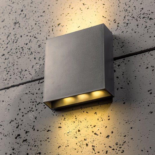 Our Sian dark grey anthracite outdoor wall mounted rectangle outdoor light would look perfect in a modern or more traditional home design. Outside wall lights can provide atmospheric light in your garden, at the front door or on the terrace as well as a great security solution. It is designed for durability and longevity with its robust material producing a fully weatherproof and water resistant light fitting making it suitable for coastal areas.