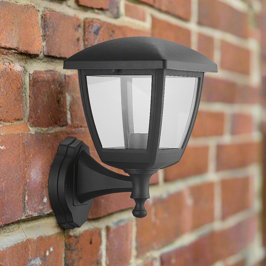 CGC NOVA Large Black Outdoor Wall Lantern Light with Clear Diffuser IP44 Polycarbonate Coastal