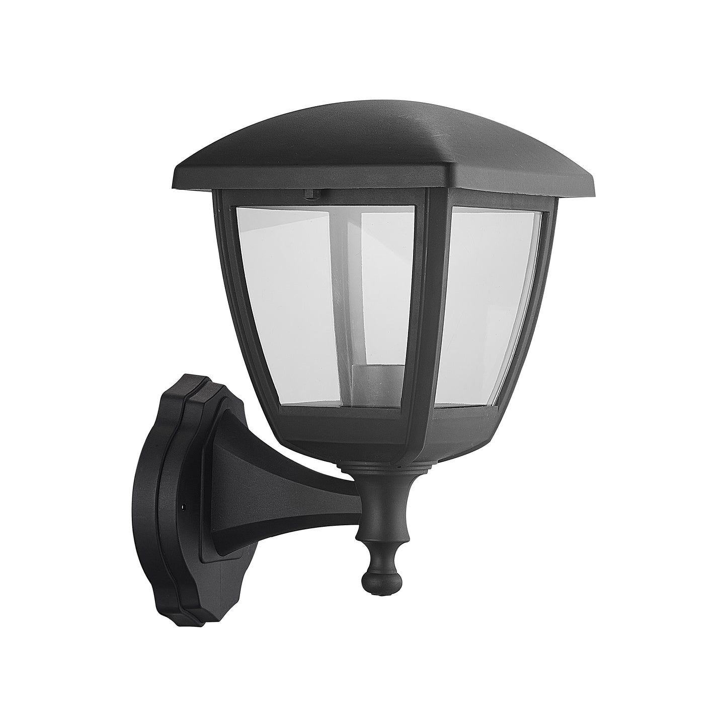 CGC NOVA Large Black Outdoor Wall Lantern Light with Clear Diffuser IP44 Polycarbonate Coastal