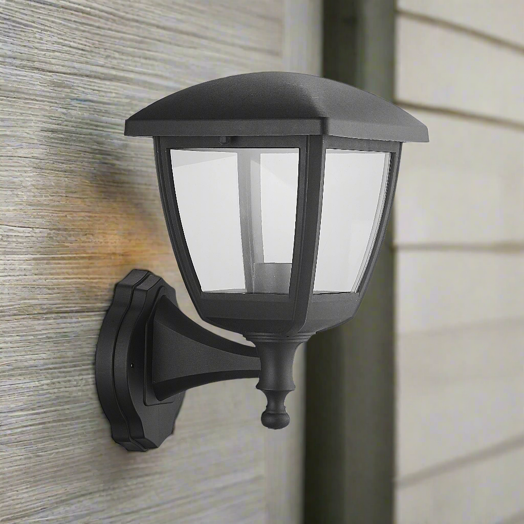 CGC NOVA Large Black Outdoor Wall Lantern Light with Clear Diffuser IP44 Polycarbonate Coastal