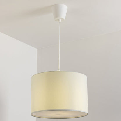 The Lucia is a modern cylinder drum shaped lamp shade in a luxury cotton finish and opal diffuser. This fantastic shade can double up as either a ceiling pendant light shade or table lampshade. Easily fits to your standard ceiling light socket - no wiring required.