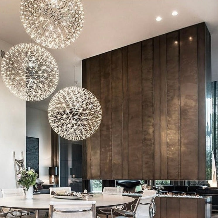 This LED starburst sparkle pendant light will create a talking point in any space and can be placed together with the other size starburst lights to create something truly spectacular