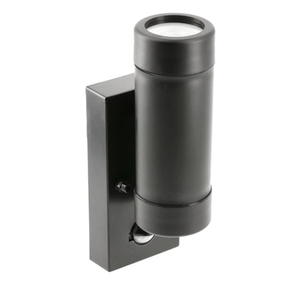 Our Valentine black outdoor wall mounted up and down cylinder outdoor light with motion sensor would look perfect in a modern or more traditional home design. Outside wall lights can provide atmospheric light in your garden, at the front door or on the terrace as well as a great security solution.