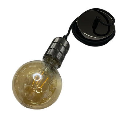 CGC Sydney a 1.5m adjustable E27 ceiling pendant and matching ceiling rose in black, you can customize a light fixture to perfectly match your decor. Beautifully etched detailing sets this ceiling pendant above the rest it also comes with a matching ceiling rose and braided fabric black cord.