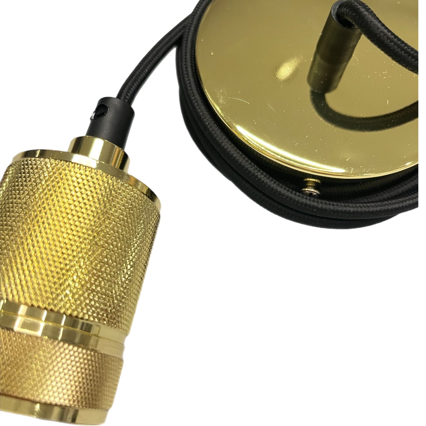 CGC SYDNEY Gold Knurled Single Band 1.5m adjustable E27 Ceiling Pendant and Matching ceiling Rose