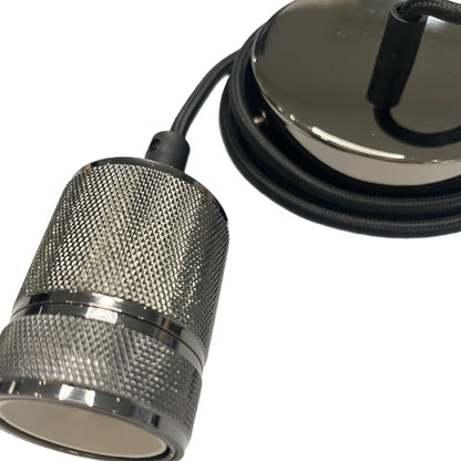 CGC SYDNEY Black Knurled Single Band 1.5m adjustable E27 Ceiling Pendant and Matching ceiling Rose