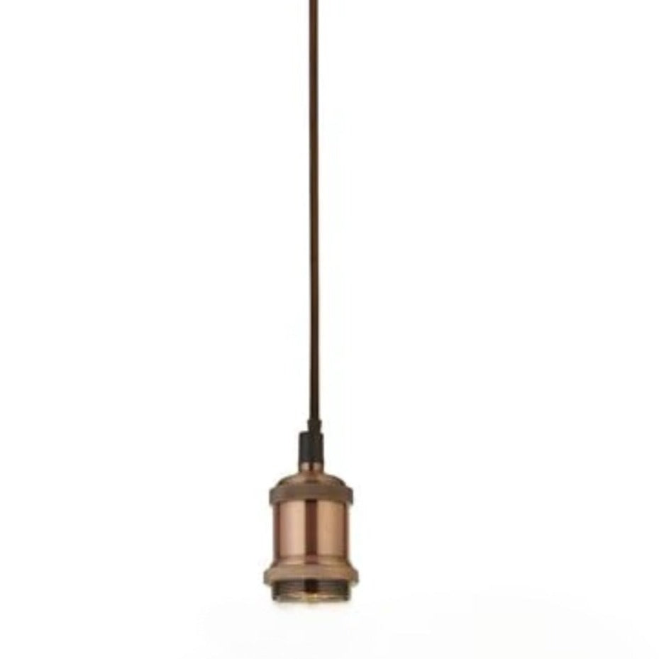 Finding a pendant light that matches your individual style and taste can be difficult. Thanks to our CGC Cassie a 1.5m adjustable E27 ceiling pendant and matching ceiling rose in copper, you can customise a light fixture to perfectly match your decor. Beautifully etched detailing sets this ceiling pendant above the rest it also comes with a matching ceiling rose and braided fabric brown cord.