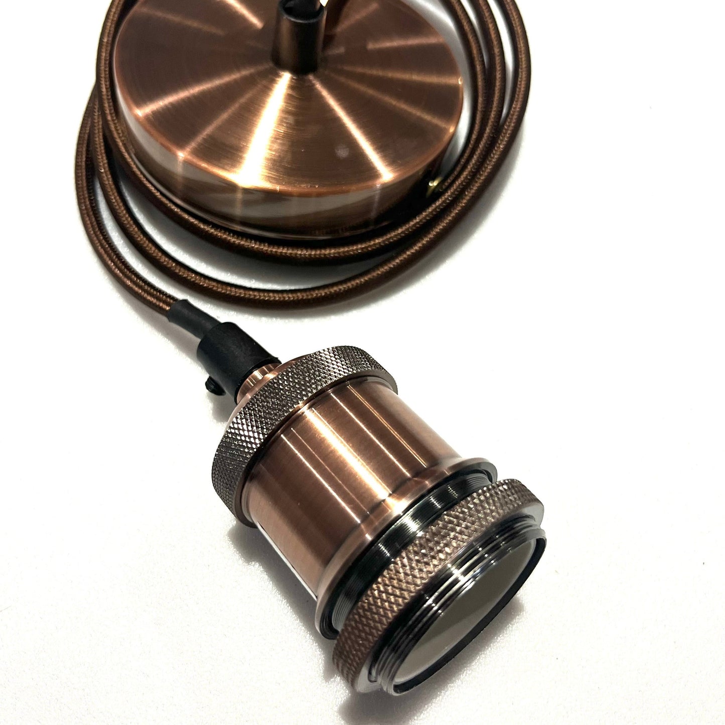 CGC CASSIE Copper 1.5m Adjustable E27 Ceiling Suspension Cable Pendant and Matching Ceiling Rose