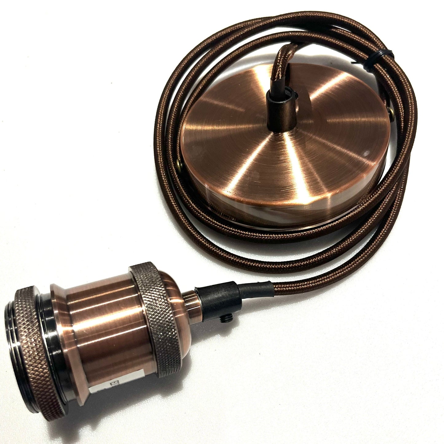 CGC CASSIE Copper 1.5m Adjustable E27 Ceiling Suspension Cable Pendant and Matching Ceiling Rose