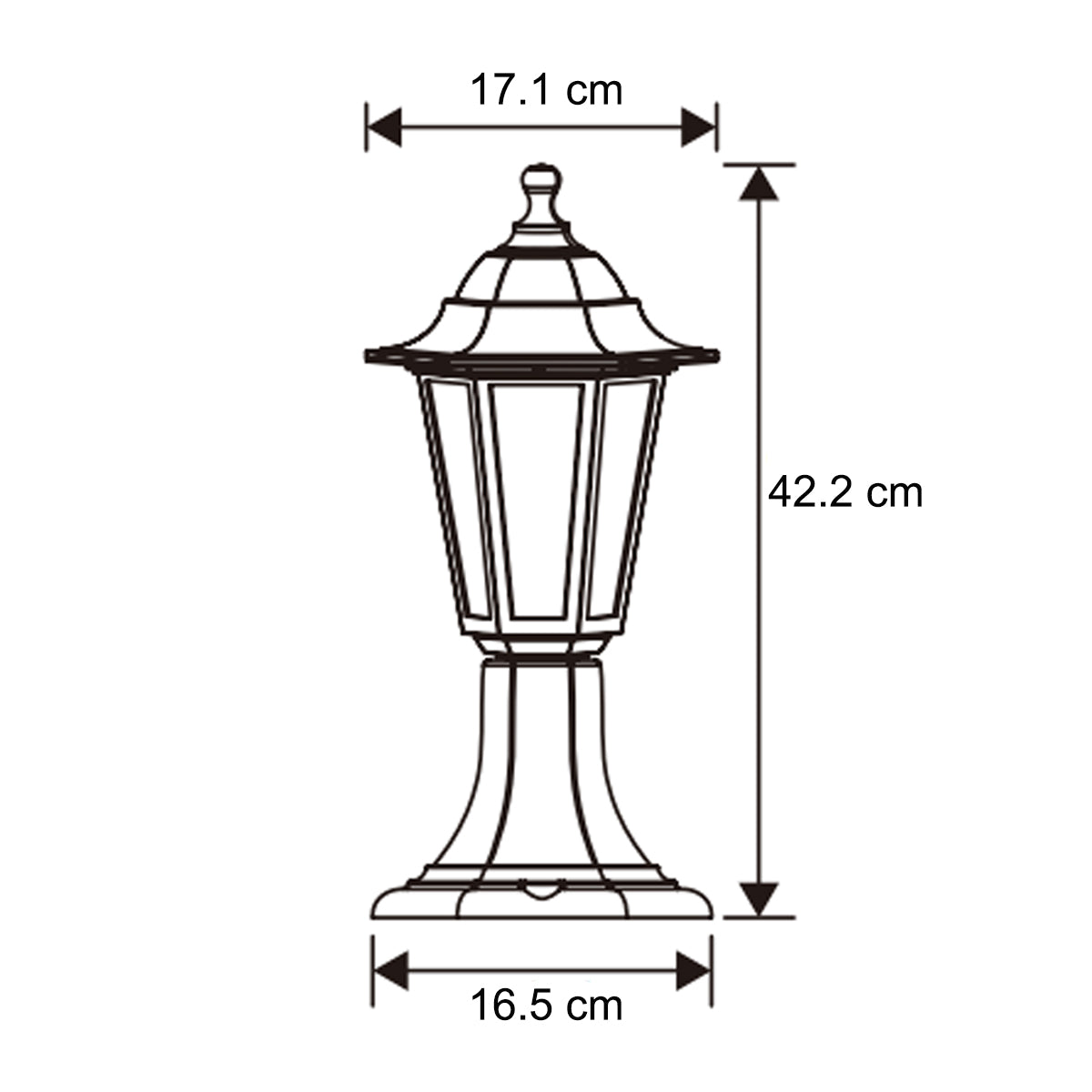 Our Yasmin lantern delivers on style and durability and is a smart choice for your exterior lighting. With its black polycarbonate construction teamed with clear polycarbonate panes, this lantern is hardwearing and rust and weatherproof. Built for life outdoors, it has an IP44 rating which means it can withstand the harshest of weather conditions. For sophisticated yet robust outdoor lighting, our Yasmin black outdoor traditional lantern is a strong contender.