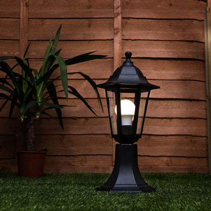 Our Yasmin lantern delivers on style and durability and is a smart choice for your exterior lighting. With its black polycarbonate construction teamed with clear polycarbonate panes, this lantern is hardwearing and rust and weatherproof. Built for life outdoors, it has an IP44 rating which means it can withstand the harshest of weather conditions. For sophisticated yet robust outdoor lighting, our Yasmin black outdoor traditional lantern is a strong contender.