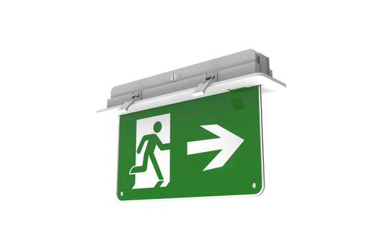 CGC White Emergency Recessed Mounting Exit Sign, Double Side with Legends