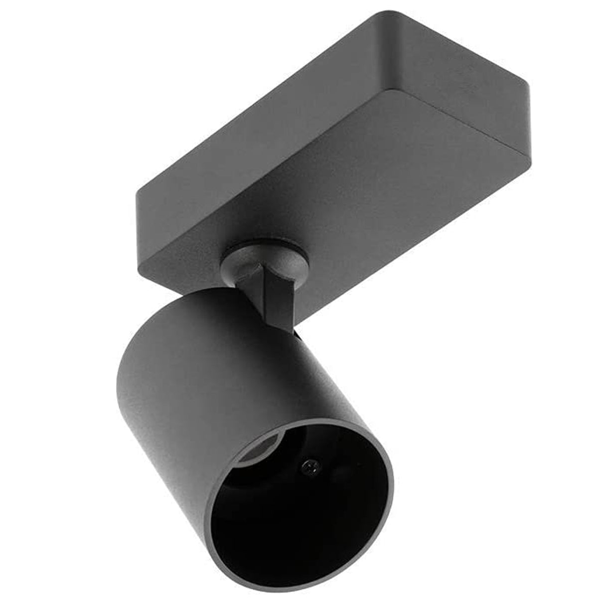 The black Nell lamp consists of a cylindrical spotlight, which can be tilted and adjusted on its own axis. The spotlight is attached to a rectangular bracket, which makes it equally suitable for mounting on walls and ceilings. Made of an aluminium body and powder coated black, the lamp with its simple design fits well into different spaces. Whether functional office or cosy home - the timeless lamp is an perfect for many types of use.