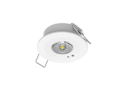 CGC Self Test Recessed Round White Emergency Downlight, Open Area/Corridor Lens Interchangeable