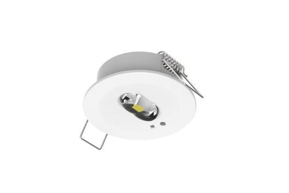 CGC Self Test Recessed Round White Emergency Downlight, Open Area/Corridor Lens Interchangeable